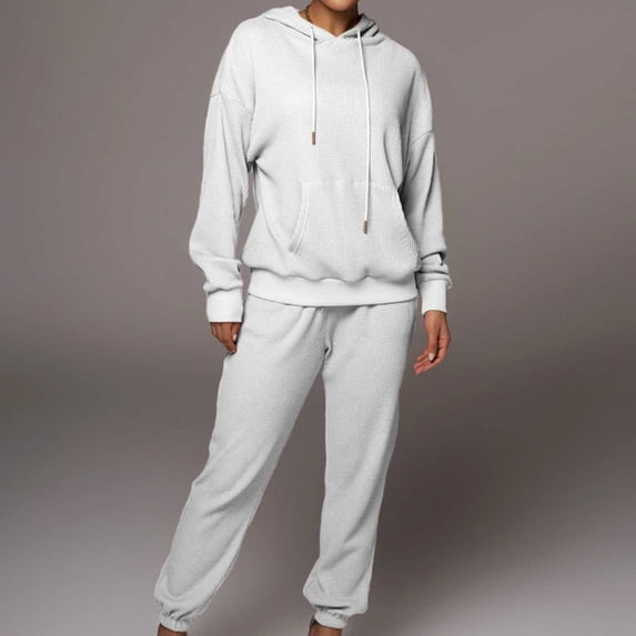 Babysbule Lounge Sets for Women Fall Stylish Women Long Sleeve Pocket Hooded Tops Blouses Shirts Elastic Waist Pocket Pants Tracksuit Homewear