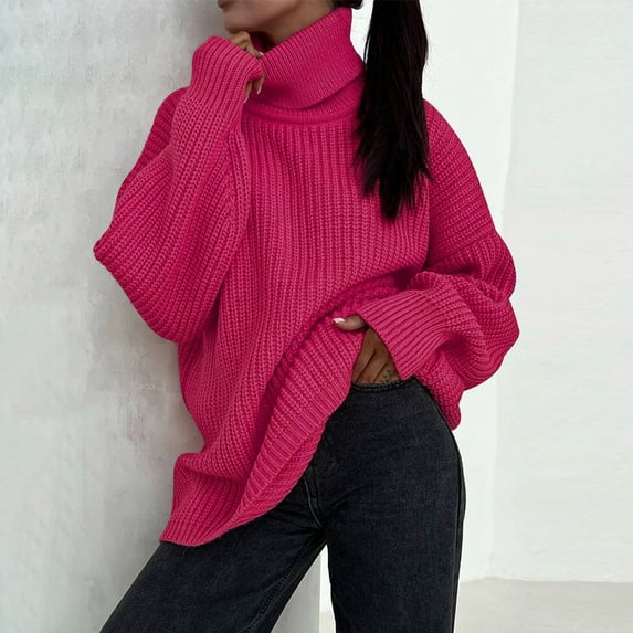 Babysbule Lounge Sets for Women Women's Sweater Stylish Color High Neck Knit Pullover Sweater Large Round Neck Knit Tracksuit Homewear