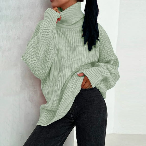 Babysbule Lounge Sets for Women Women's Sweater Stylish Color High Neck Knit Pullover Sweater Large Round Neck Knit Tracksuit Homewear