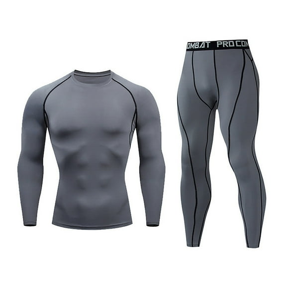 Babysbule Men's Sports Sets Four Seasons Quick Drying Leisure Fitness Two Piece Long Sleeved Trousers