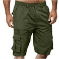 thumbnail image 1 of Babysbule Mens Cargo Shorts Casual Button Zipper Solid Knee Length Cargo Pants With Pocket Straight Button Zipper Shorts, 1 of 6