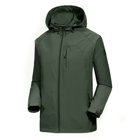 Babysbule Mens Jackets Men Fashion Zipper Casual Windproof Waterproof Loose Outwear Jacket Coat