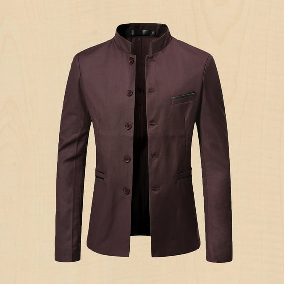 Babysbule Mens Jackets Men's Autumn Fashion Casual Suit Button Decorative Suit Coat