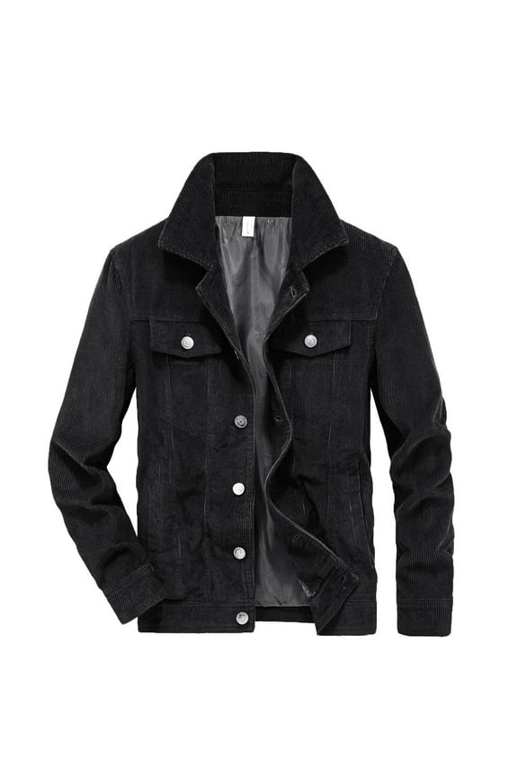 Mens Jackets Men's Winter Corduroy Jacket Lamb Wool Loose Lapel Button Down Outwear Coat