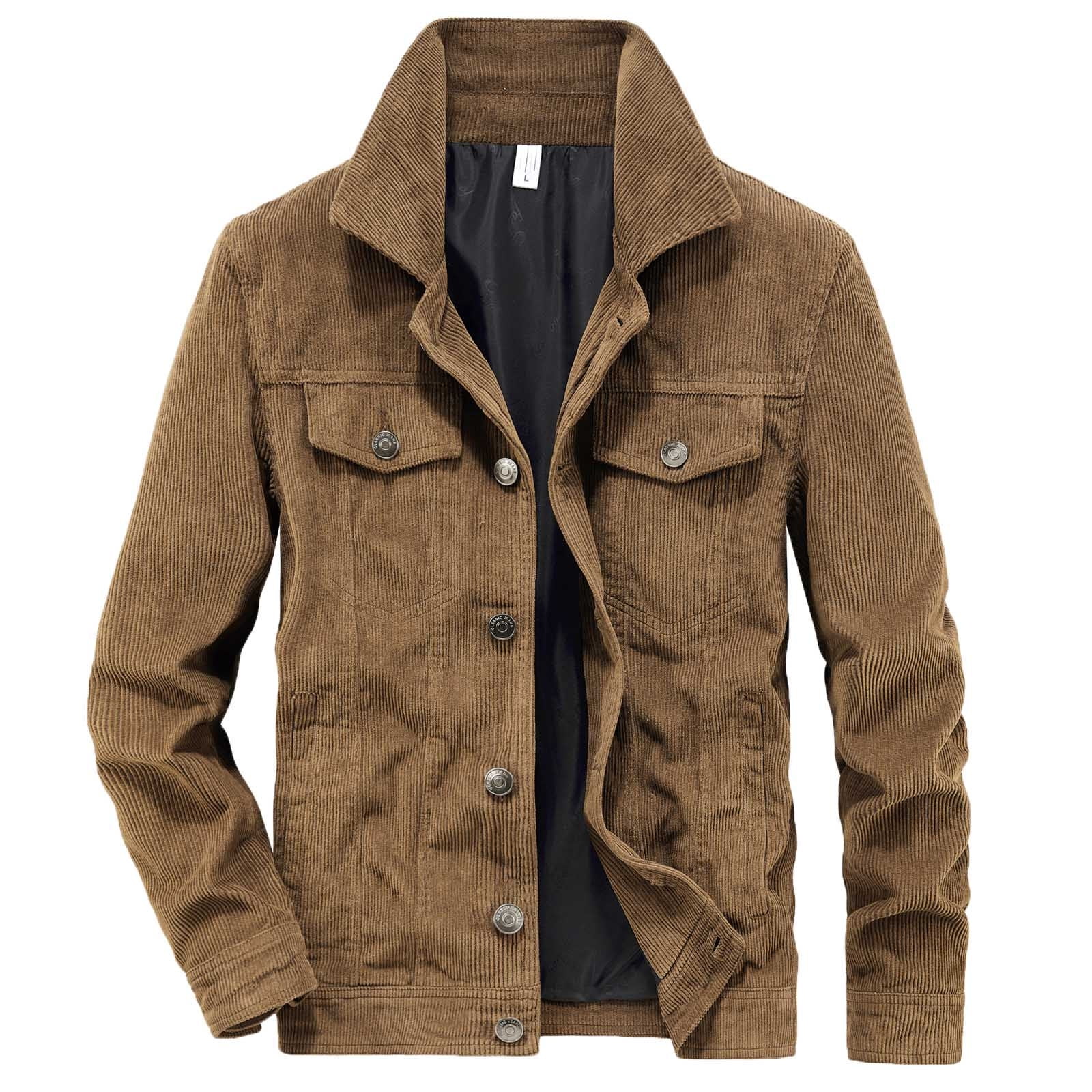 Babysbule Mens Jackets Clearance Men's Winter Corduroy Jacket Lamb