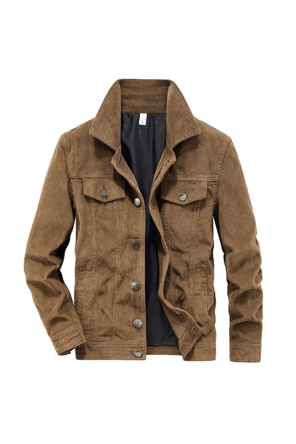 Mens Jackets Men's Winter Corduroy Jacket Lamb Wool Loose Lapel Button Down Outwear Coat