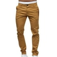 thumbnail image 1 of Babysbule Mens Pants Men's Casual Button Open Slim Fit Straight Solid Color Trousers, 1 of 5