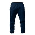 thumbnail image 1 of Babysbule Mens Pants Men's Elastic Pants Solid Color Breathable Cotton Linen Loose Casual Pants, 1 of 5