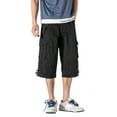 thumbnail image 1 of Babysbule Mens Pants Men's Plus Size Cotton Multi-pocket Wear-resistant Overalls Cropped Trousers, 1 of 7