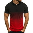 thumbnail image 1 of Babysbule Mens Shirts Men's Casual Sports T-shirt Lapel 3D Gradient Short-Sleeved, 1 of 3