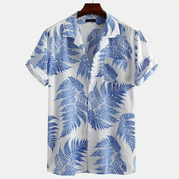 Babysbule Mens Shirts Men's Fashion Casual And Comfortable Short-Sleeved Single-breasted Shirt Top