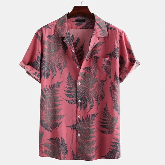 Babysbule Mens Shirts Men's Fashion Casual And Comfortable Short-Sleeved Single-breasted Shirt Top