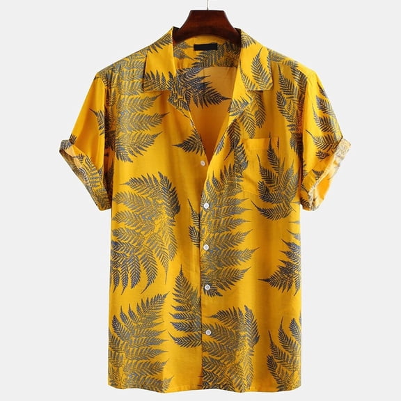 Babysbule Mens Shirts Men's Fashion Casual And Comfortable Short-Sleeved Single-breasted Shirt Top