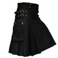 thumbnail image 1 of Babysbule Mens Shorts Men's Summer Scottish Skirt Pocket Plaid Contrast Stitching Pleated Skirt, 1 of 3