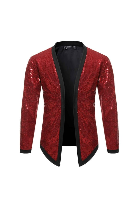 Mens Winter Coats Men Casual Solid Long Sleeve Sequin Dance Dress Cardigan Jacket