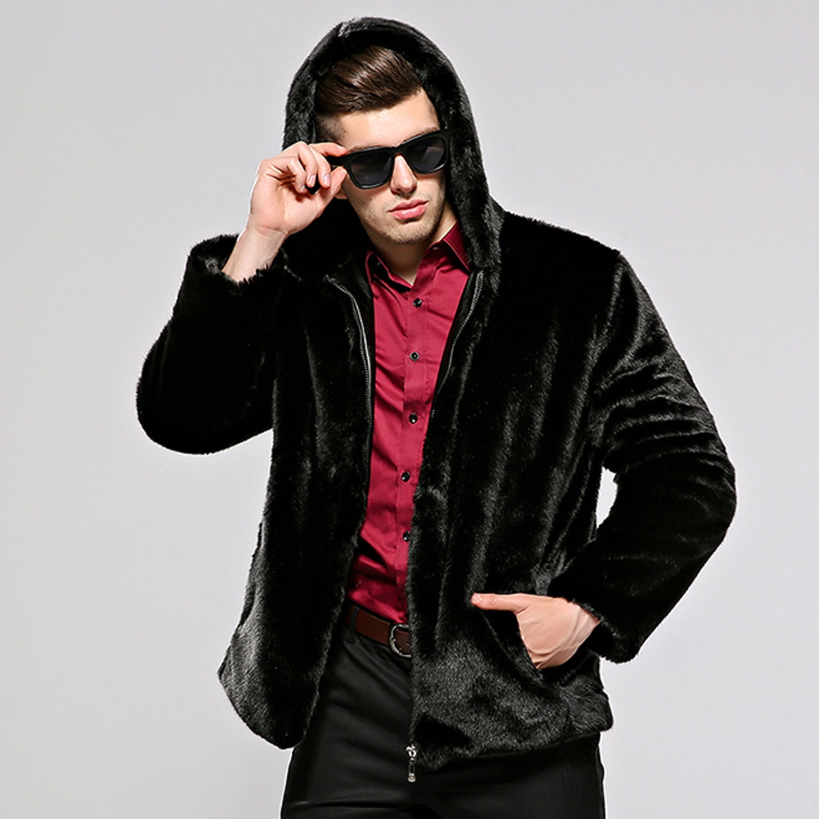 Winter Men's Slim Fit Flip Collar Mid Length Casual Coat