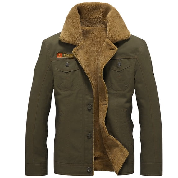 Babysbule Mens Winter Coats Men's Fashion Casual Cotton Jacket Thickened Long Sleeve Lapel Oversize Coat