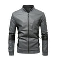 thumbnail image 1 of Babysbule Mens Winter Coats Men's Leather Plus Fleece Jacket, Motorcycle Jacket, Warm Leather Jacket, 1 of 8