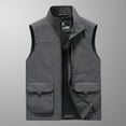 thumbnail image 1 of Babysbule Mens Winter Coats Men's Thin Workwear Solid Color Vest Stand Collar Sleeveless Jacket Tank Tops, 1 of 1