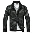 thumbnail image 1 of Babysbule Mens Winter Coats Men's Winter Leather Jacket Biker Motorcycle Zipper Long Sleeve Coat Top Blouses, 1 of 9