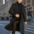 thumbnail image 1 of Babysbule Mens Winter Coats Men's Winter Mid-length Suit Collar Single-breasted Fashion Solid Color Coat Jacket, 1 of 9