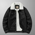thumbnail image 1 of Babysbule Mens Winter Coats The Fashion Casual Winter Lapel Casual Jacket And Velvet Padded Jacket Long Sleeve Hoodless Casual Outwear & Jackets, 1 of 1