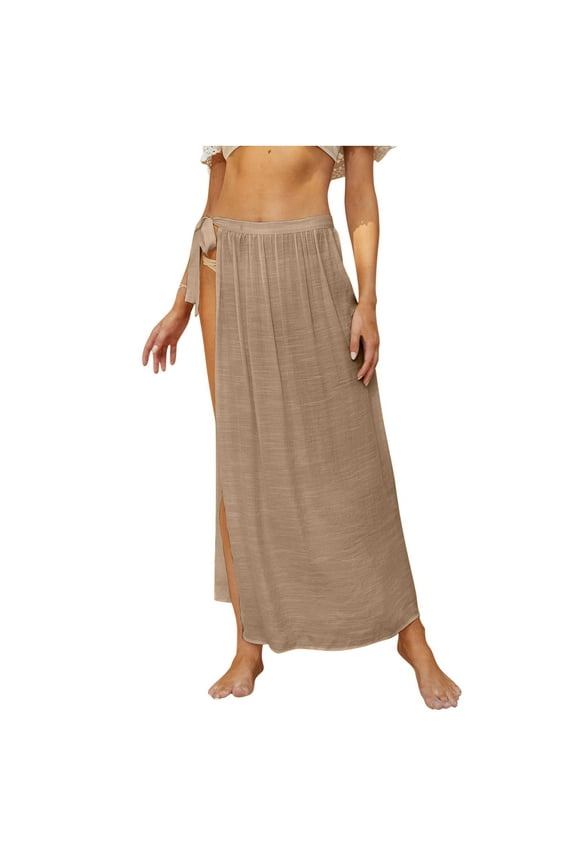 Mesh Strapless Sleeveless Solid Casual Beach Swimwear Cover-Ups Wrap Swimwear Skirt For Women