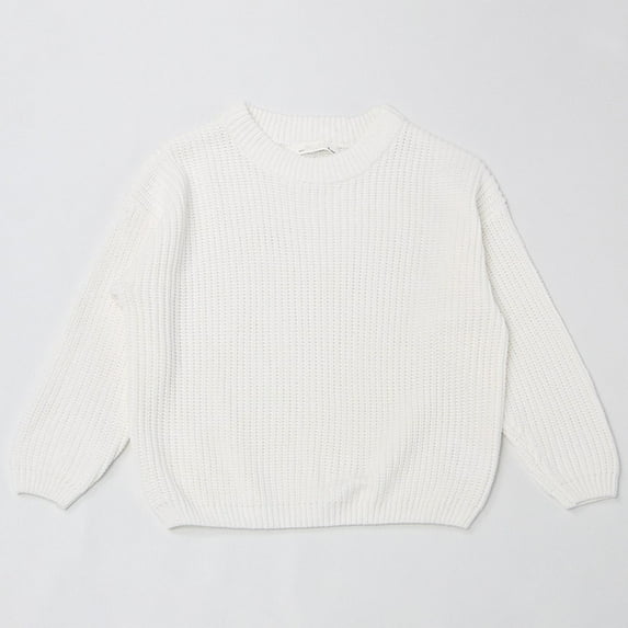 Babysbule Baby Girl Boy Oversized Knit Sweater Crewneck Pullover Sweatshirt Solid Warm Long Sleeve Tops 18Months-7Years