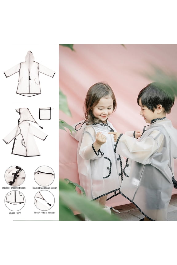 Unisex Kids Hooded Jacket Windproof And Transparent Raincoat For Girls Boy