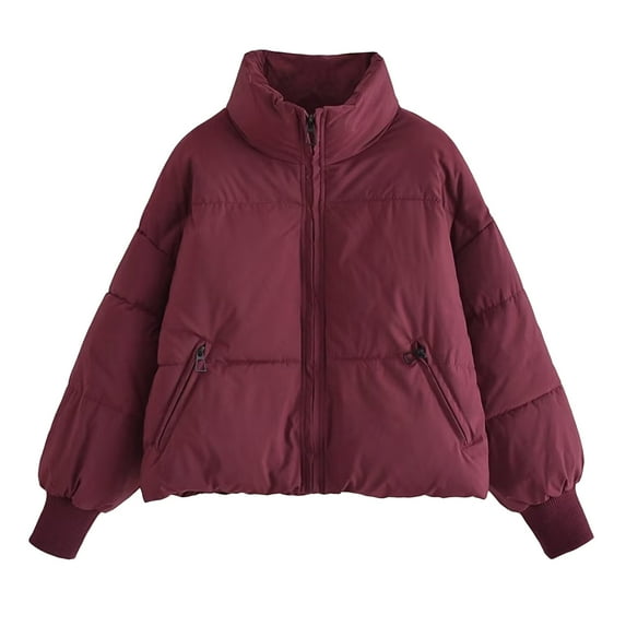 Babysbule Winter Coats for Women Fashion Women Solid Stand-up Collar Cardigan Down Jacket Outerwear Padded Coat