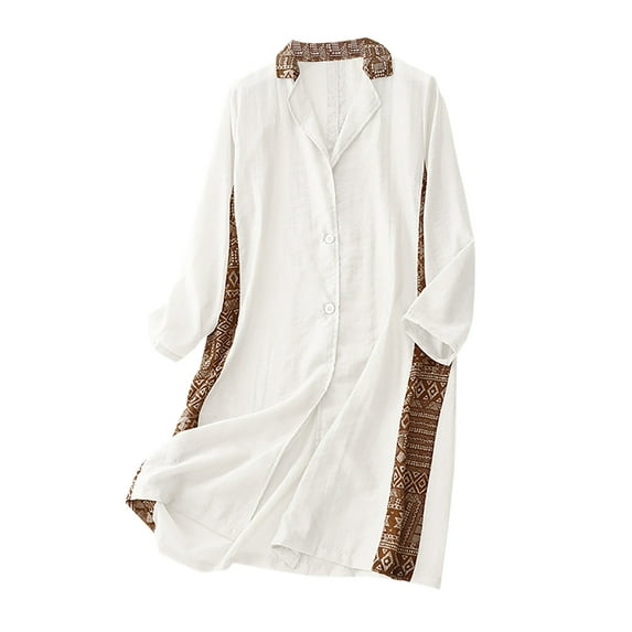 Babysbule Winter Coats for Women Fashion Women's Long Sleeve Turndown Collar Round-Neck Button Casual Elastic Comfy Blouse Shirts