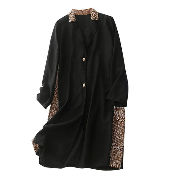 Babysbule Winter Coats for Women Fashion Women's Long Sleeve Turndown Collar Round-Neck Button Casual Elastic Comfy Blouse Shirts