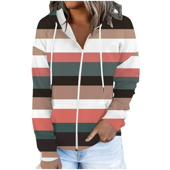 Babysbule Winter Coats for Women Women Fashion Printed Blouse Long Sleeve Tops Sweatshirt Pockets Hoodied