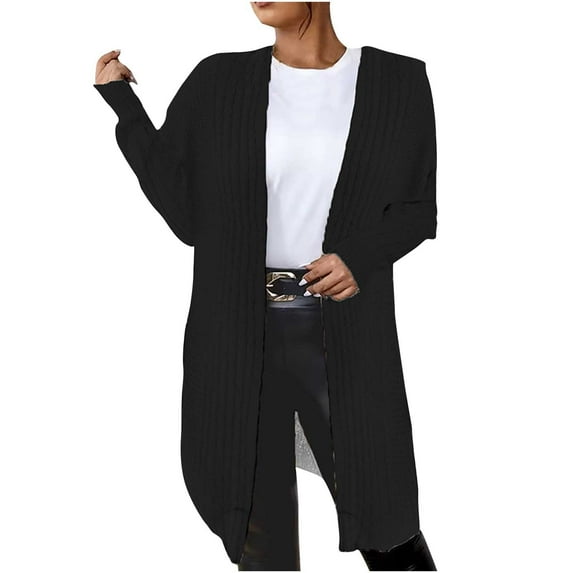 Babysbule Winter Coats for Women Women Hood Cardigan Large Size Sweater Pocket Single Breasted Long Sleeves Coat