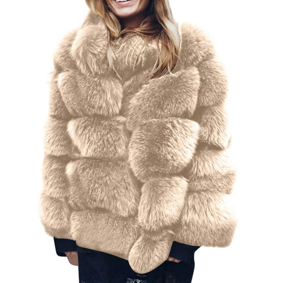 Babysbule Winter Coats for Women Women Plus Size Winter Warm Loose Stand Collar Hair Plush Jacket Coat