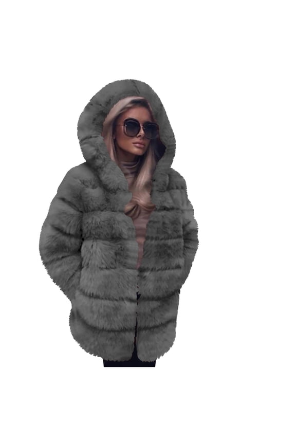 Winter Coats for Women Women's Imitation Patchwork Medium Length Hooded Coat