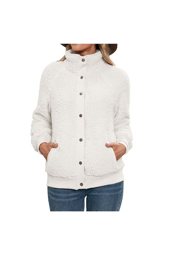 Winter Coats for Women Women's Lamb Plush Cardigan Coat Double Sided Plush Hatless Jacket Coat Blouse