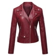 thumbnail image 1 of Babysbule Womens Winter Coats Women's Leather Long Sleeved Short Lapel Jacket Jacket Jacket, 1 of 3