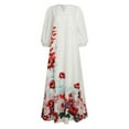 thumbnail image 1 of Babysbule Pajamas For Women Plus Size Fire Outfit Women V Neck Half Sleeve Flower Print Robes Style Kaftan Loose Long Dress, 1 of 7