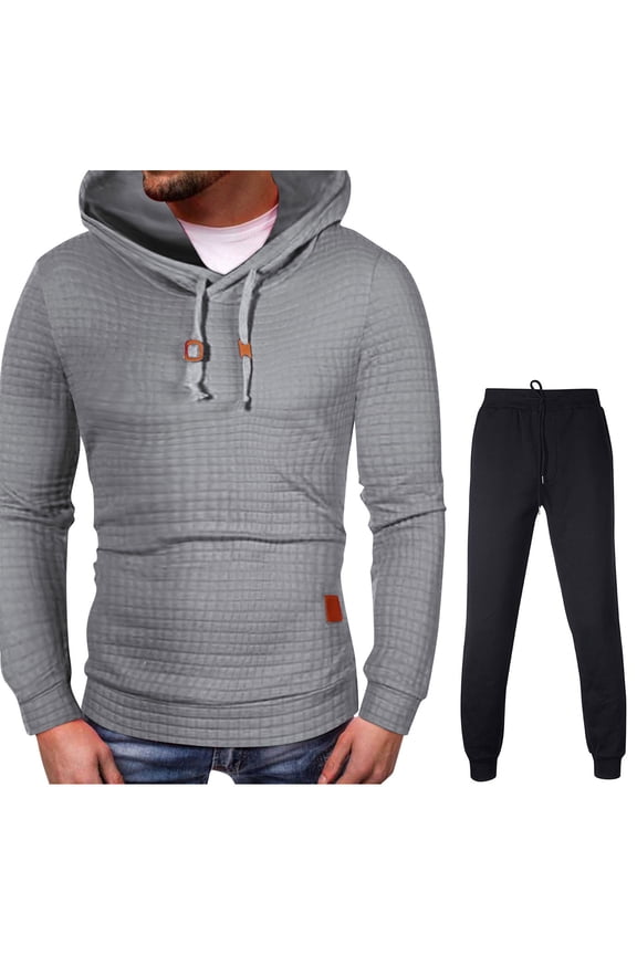 Pants for Men Men's Autumn Winter Plaid Sweatshirt Top Pants Sets Sports Suit Tracksuit Trousers