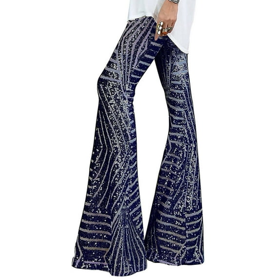 Babysbule Pants for Women Ladies Fashion Sequins Solid Wide Leg High Waist Loose And Comfortable Pants