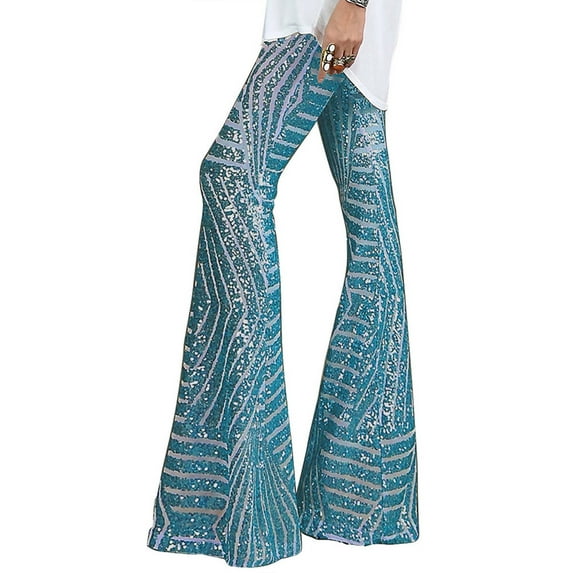 Babysbule Pants for Women Ladies Fashion Sequins Solid Wide Leg High Waist Loose And Comfortable Pants