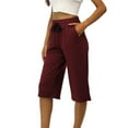 thumbnail image 1 of Babysbule Pants for Women Woman Fashion Drawstring Pockets Elastic Waist Solid Straight Leg Capris Pants, 1 of 6