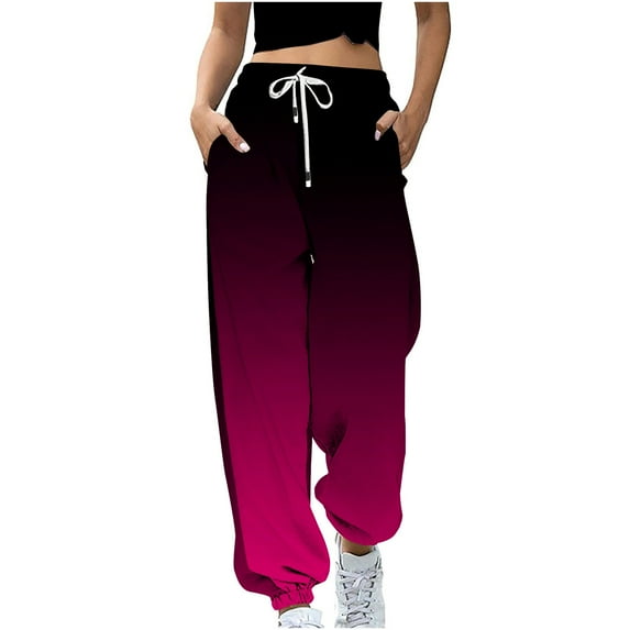 Babysbule Pants for Women Womens Gradient Sweatpants Loose Lounge Trousers With Pockets High Waist Pants