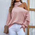 thumbnail image 1 of Babysbule Plus Size Womens Sweaters New Arrivals Fashion Women Solid Long Sleeve Pullove Turtleneck-Neck Casual Sweater Tops Clearance Women's Fashion, 1 of 6