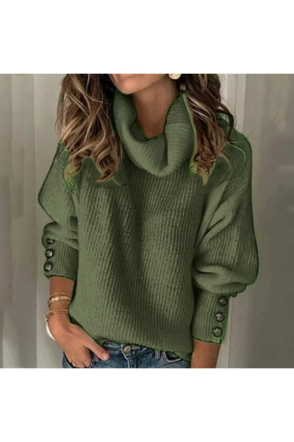Plus Size Womens Sweaters And Winter Women's Casual Turtleneck Pullover Blouse Knitting Long Sleeve Solid Tops Sweaters Women's Fashion
