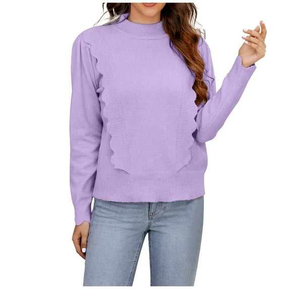 Babysbule Plus Size Womens Sweaters New Arrivals Women Casual Fashion Pullover Long Sleeve Round-Neck Knitted Sweater Tops Women's Fashion