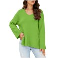 thumbnail image 1 of Babysbule Plus Size Womens Sweaters Women Casual Fashion Solid Pullover Long Sleeve V-Neck Knit Tops Sweater Women's Fashion, 1 of 6