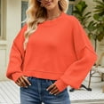 thumbnail image 1 of Babysbule Plus Size Womens Sweaters New Arrivals Women Fashion Casual Color Retro Knitting Long Sleeve Round Neck Sweater Women's Fashion, 1 of 9
