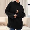 thumbnail image 1 of Babysbule Plus Size Womens Sweaters New Arrivals Women Solid Color Turtleneck Open Long Sleeve Turtleneck Ribbed Sweater Woman Clearance Women's Fashion, 1 of 6